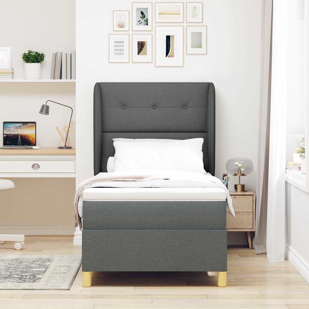 Box spring seng med hovedgærde Mørkegrå 200 x 100 cm Stof