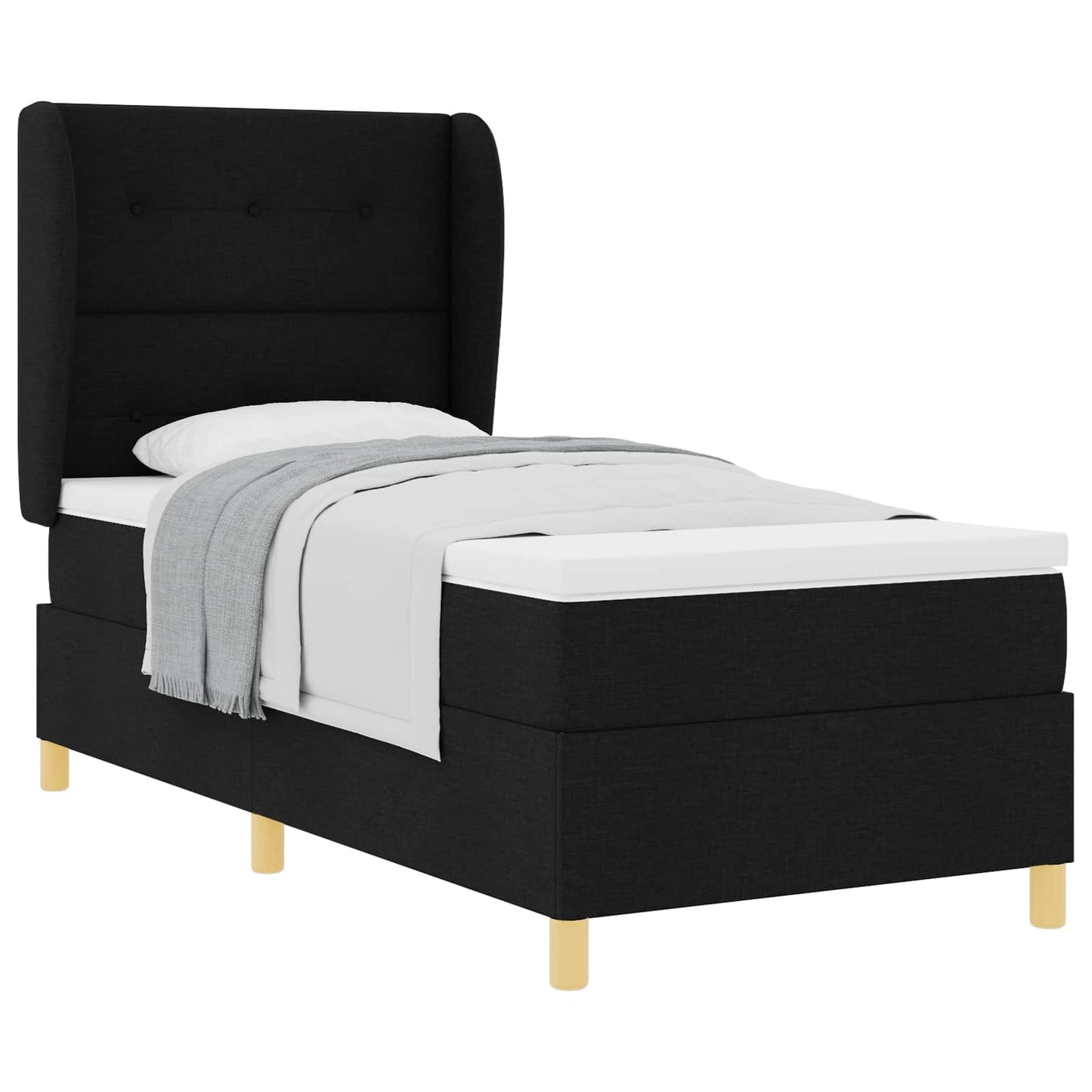 Box spring seng med hovedgærde Sort 200 x 100 cm Stof