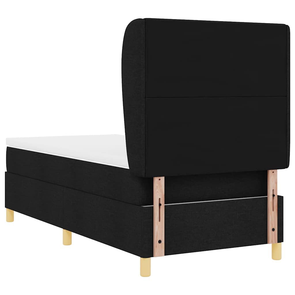 Box spring seng med hovedgærde Sort 200 x 100 cm Stof