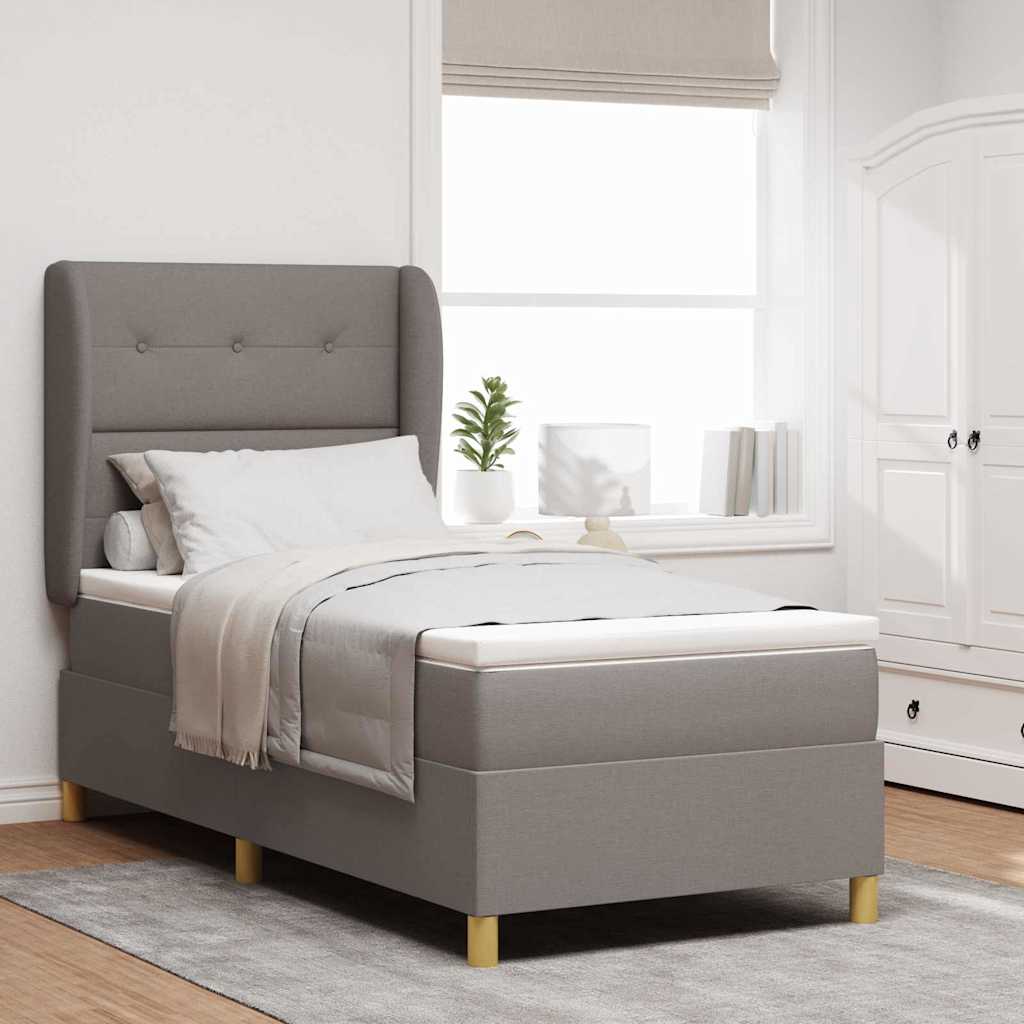 Box spring seng med hovedgærde Gråbrun 200 x 100 cm Stof