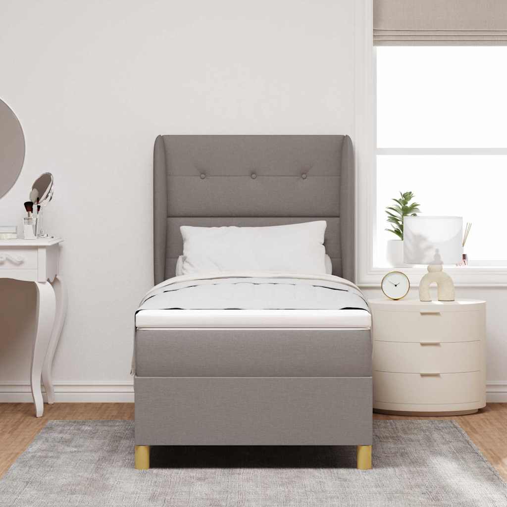 Box spring seng med hovedgærde Gråbrun 200 x 100 cm Stof