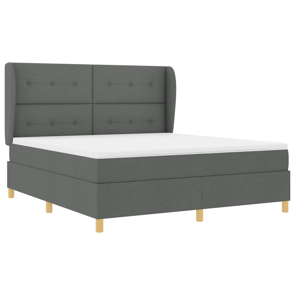 Box spring seng med hovedgærde Mørkegrå 200 x 180 cm Stof