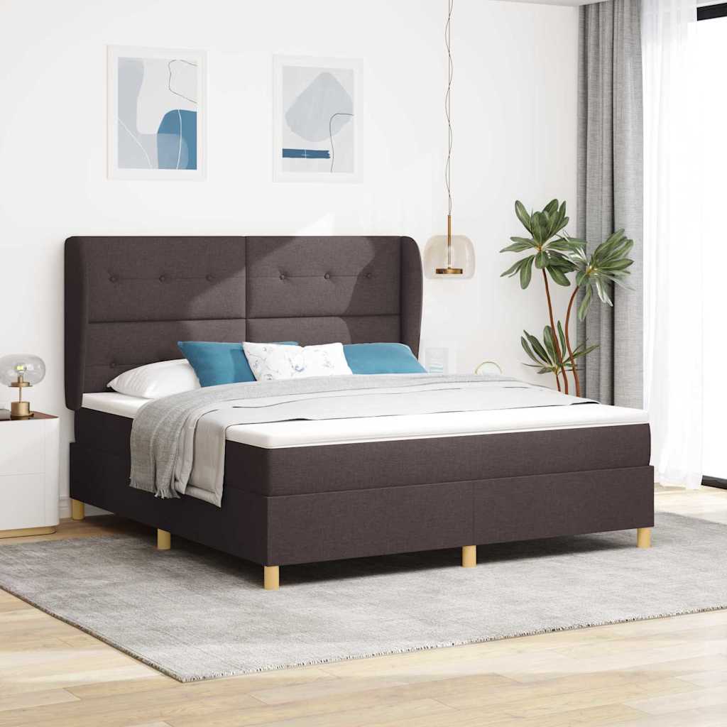 Box spring seng med hovedgærde Mørk Brun 200 x 180 cm Stof