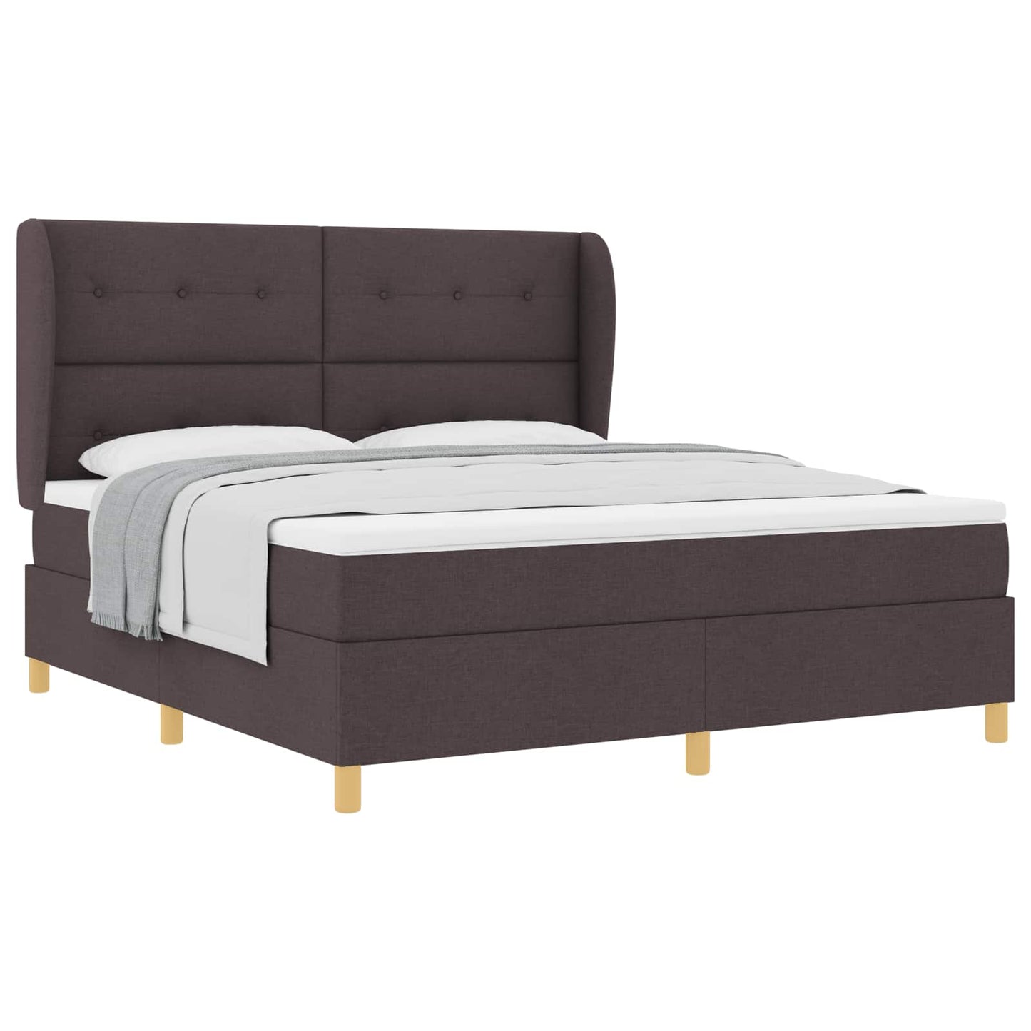 Box spring seng med hovedgærde Mørk Brun 200 x 180 cm Stof
