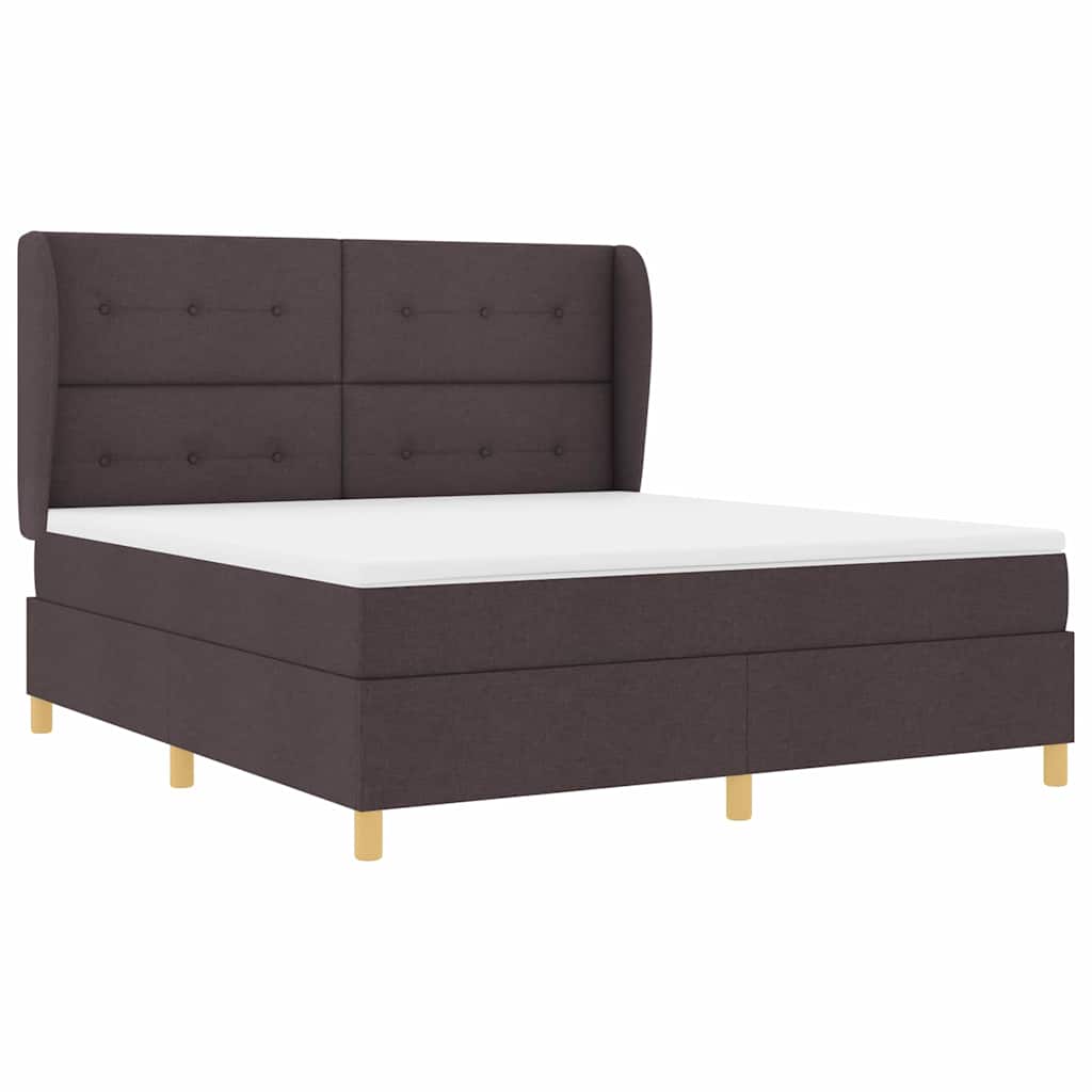 Box spring seng med hovedgærde Mørk Brun 200 x 180 cm Stof