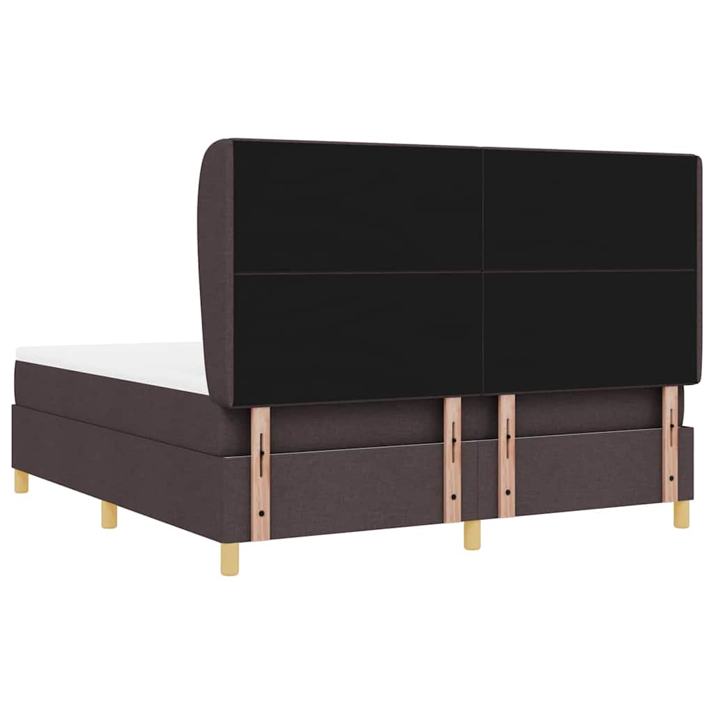 Box spring seng med hovedgærde Mørk Brun 200 x 180 cm Stof