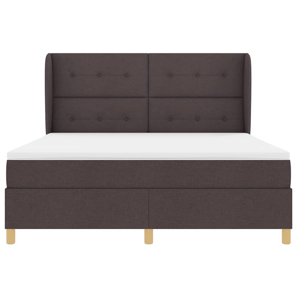 Box spring seng med hovedgærde Mørk Brun 200 x 180 cm Stof