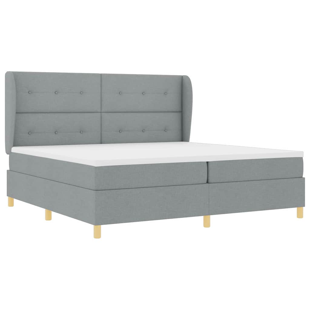 Box spring seng med hovedgærde Lysegrå 200 x 200 cm Stof