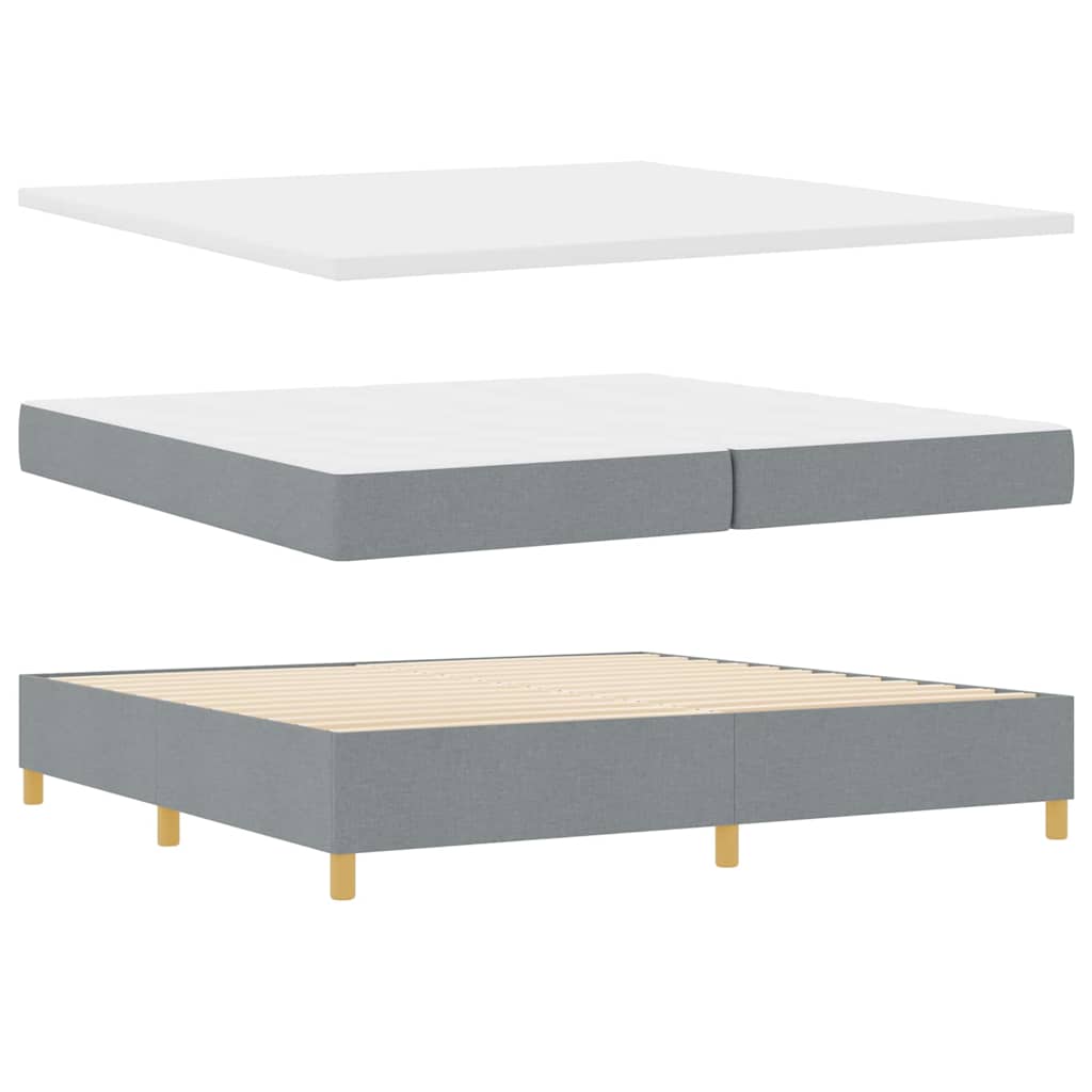 Box spring seng med hovedgærde Lysegrå 200 x 200 cm Stof