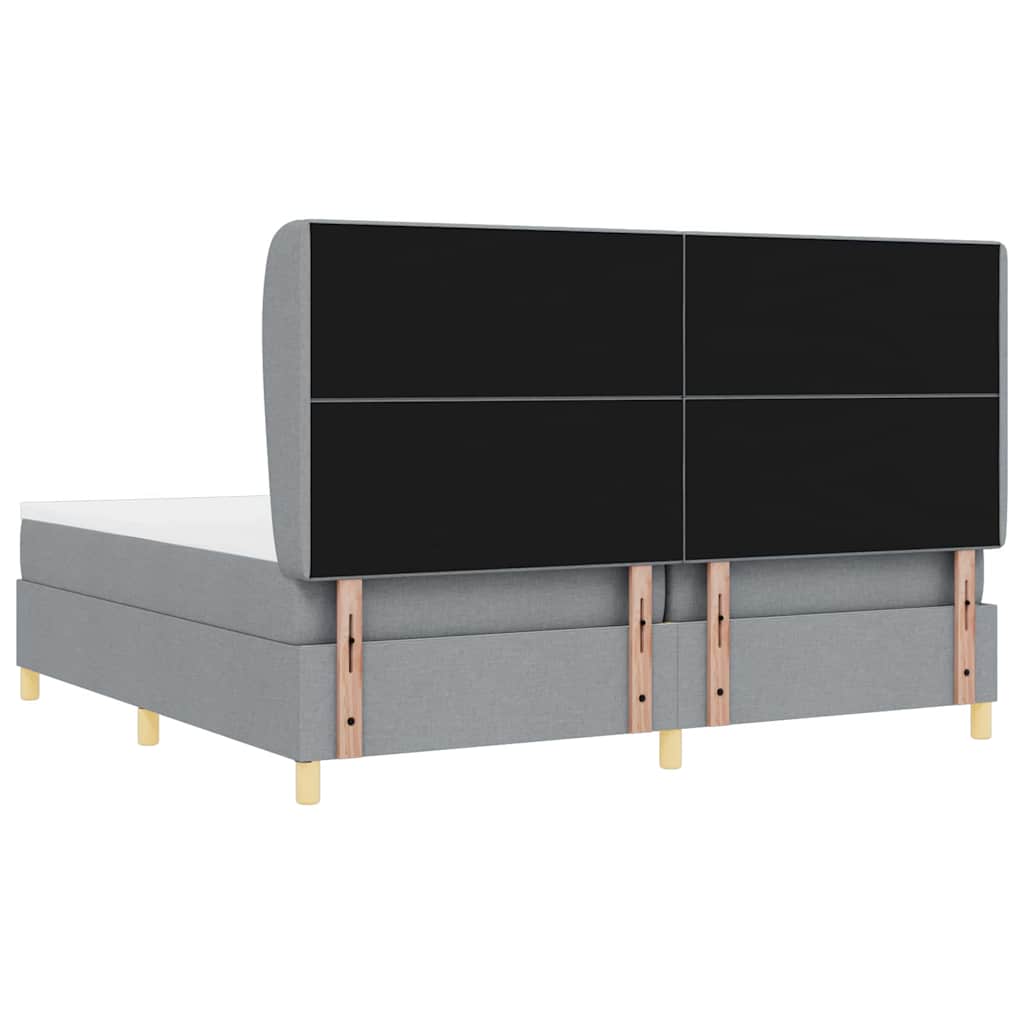 Box spring seng med hovedgærde Lysegrå 200 x 200 cm Stof