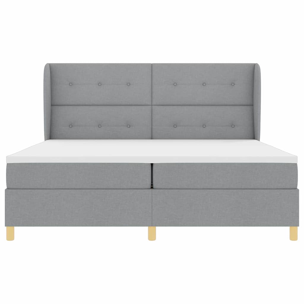 Box spring seng med hovedgærde Lysegrå 200 x 200 cm Stof