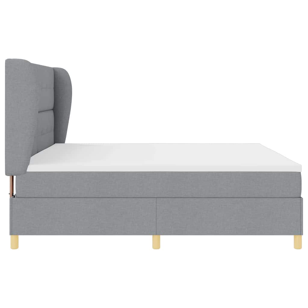 Box spring seng med hovedgærde Lysegrå 200 x 200 cm Stof