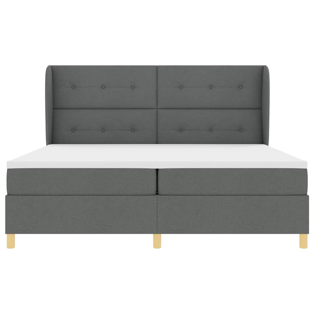 Box spring seng med hovedgærde Mørkegrå 200 x 200 cm Stof