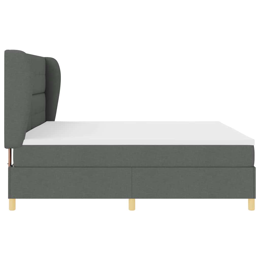 Box spring seng med hovedgærde Mørkegrå 200 x 200 cm Stof