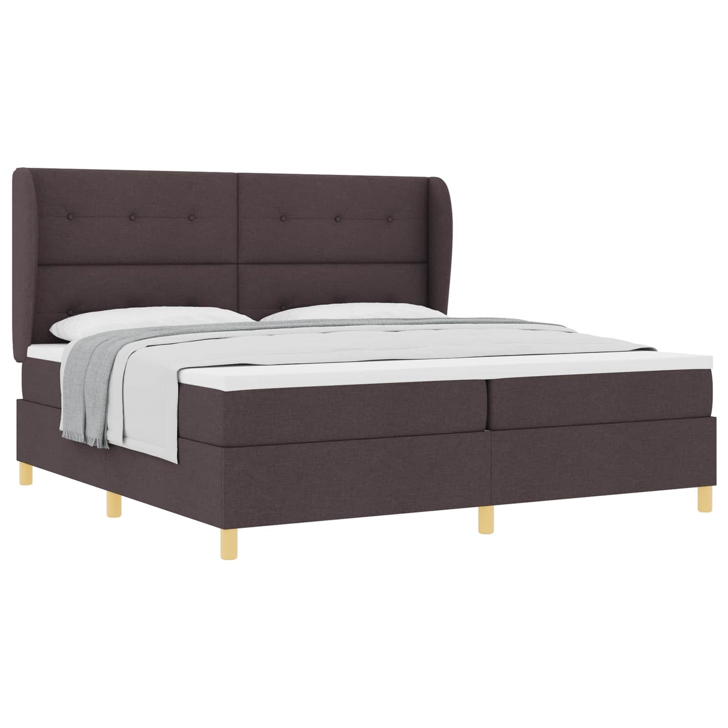 Box spring seng med hovedgærde Mørk Brun 200 x 200 cm Stof