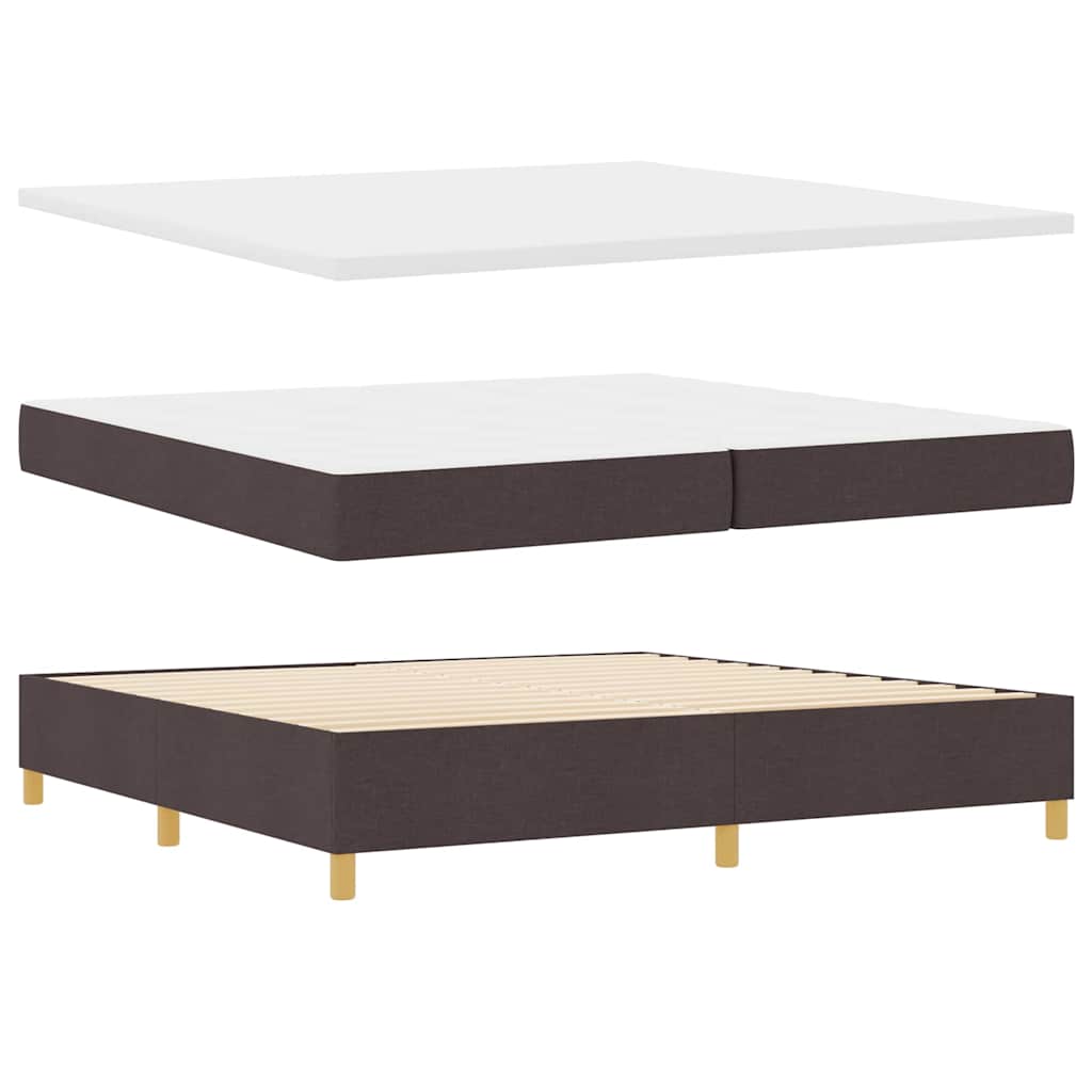 Box spring seng med hovedgærde Mørk Brun 200 x 200 cm Stof