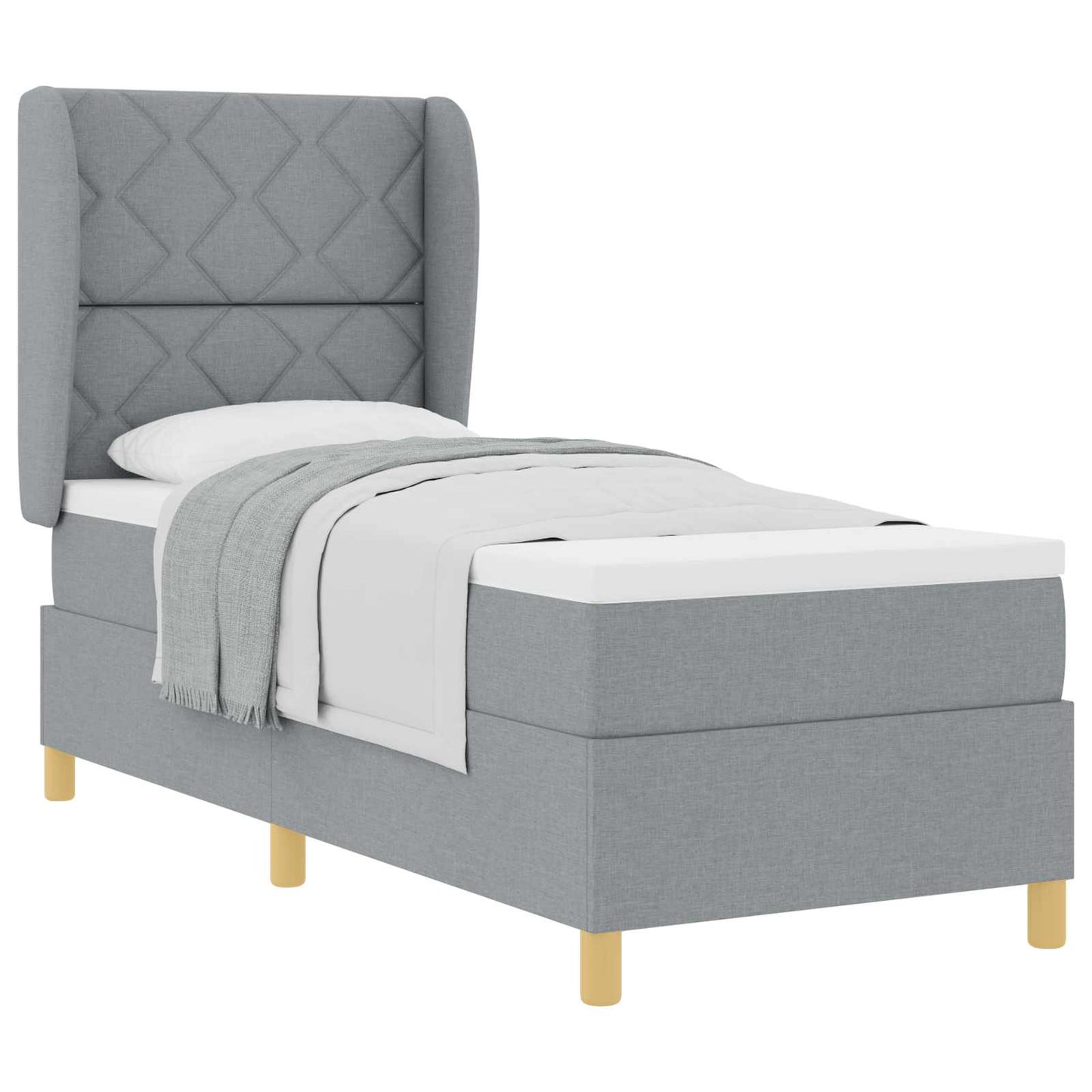 Box spring seng med hovedgærde Lysegrå 200 x 80 cm Stof