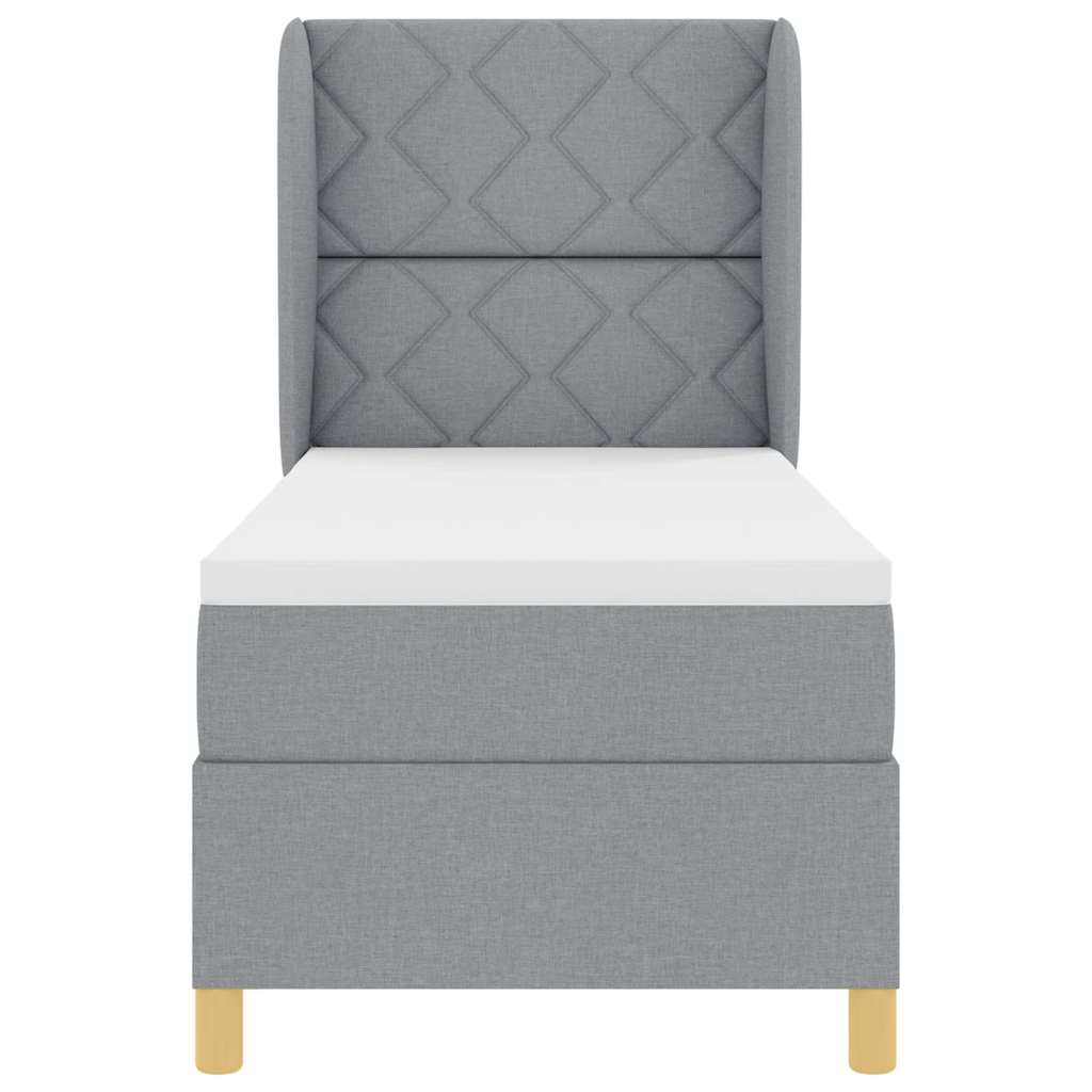 Box spring seng med hovedgærde Lysegrå 200 x 80 cm Stof