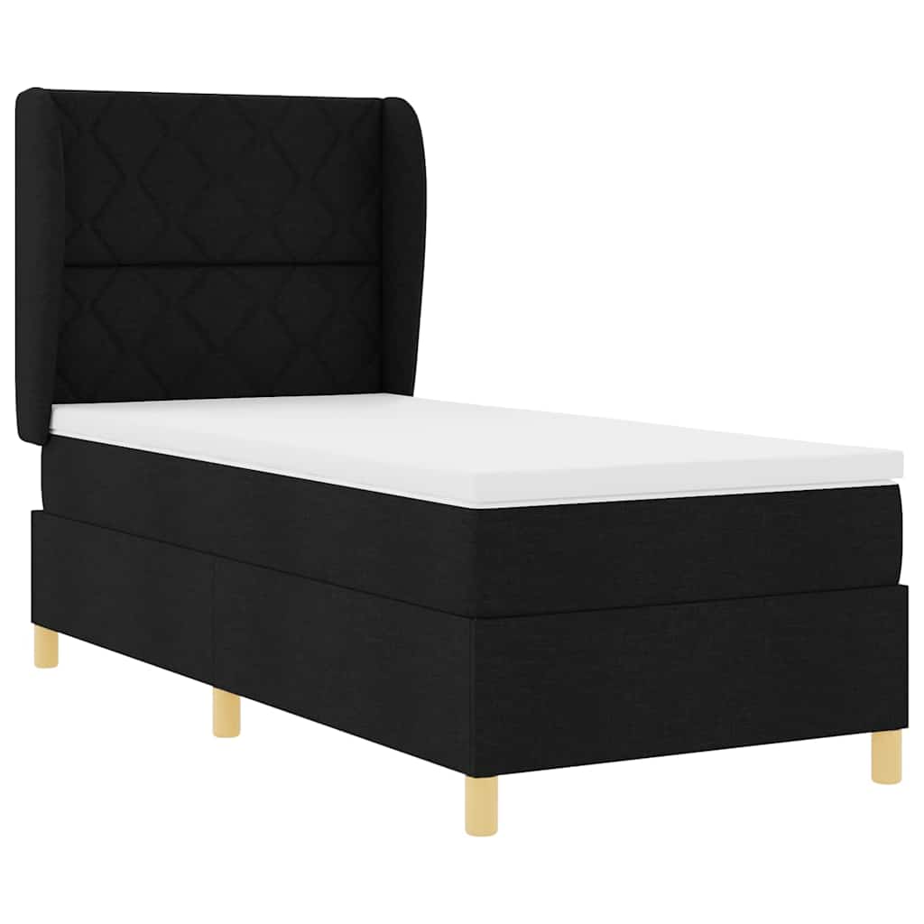 Box spring seng med hovedgærde Sort 190 x 90 cm Stof