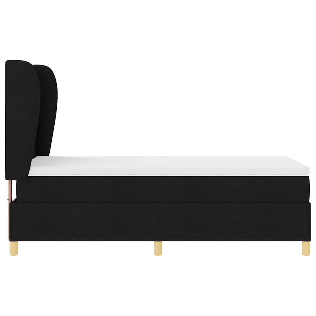 Box spring seng med hovedgærde Sort 190 x 90 cm Stof