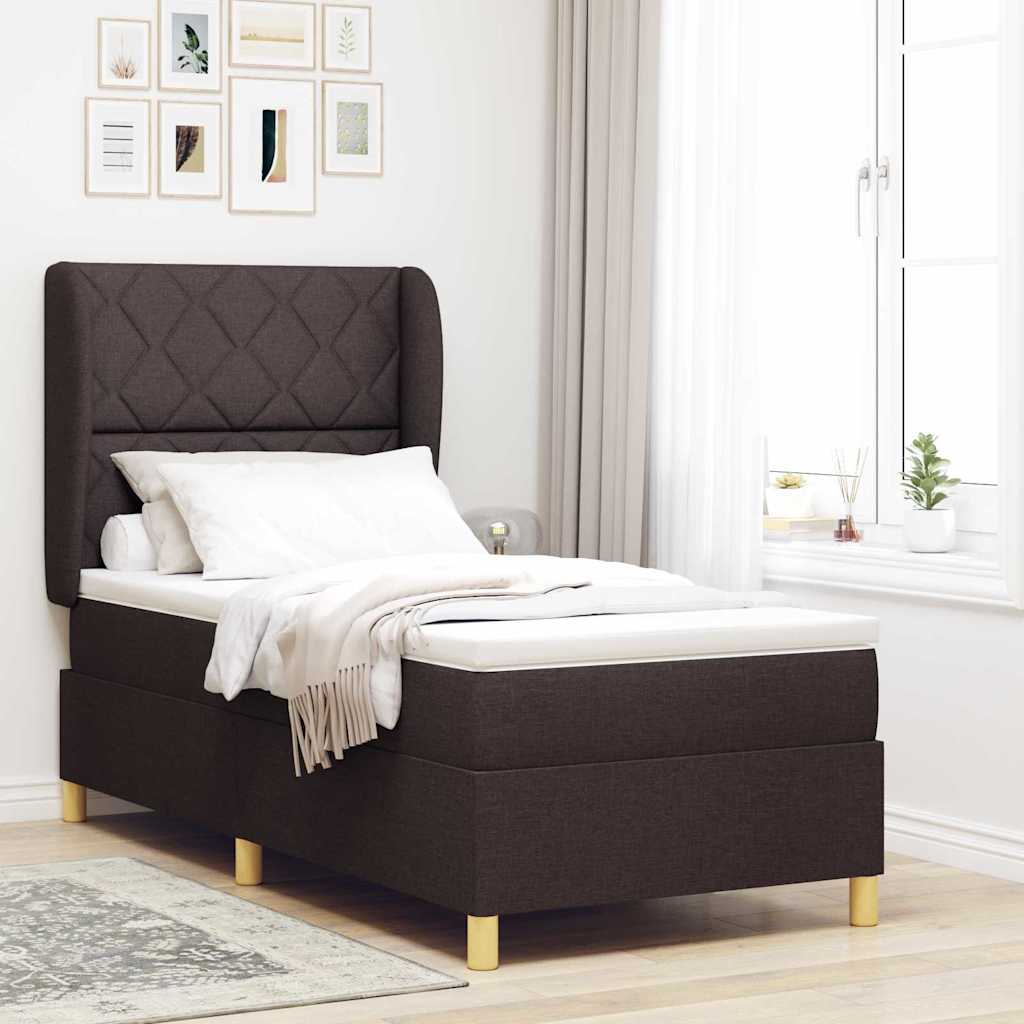 Box spring seng med hovedgærde Mørk Brun 190 x 90 cm Stof