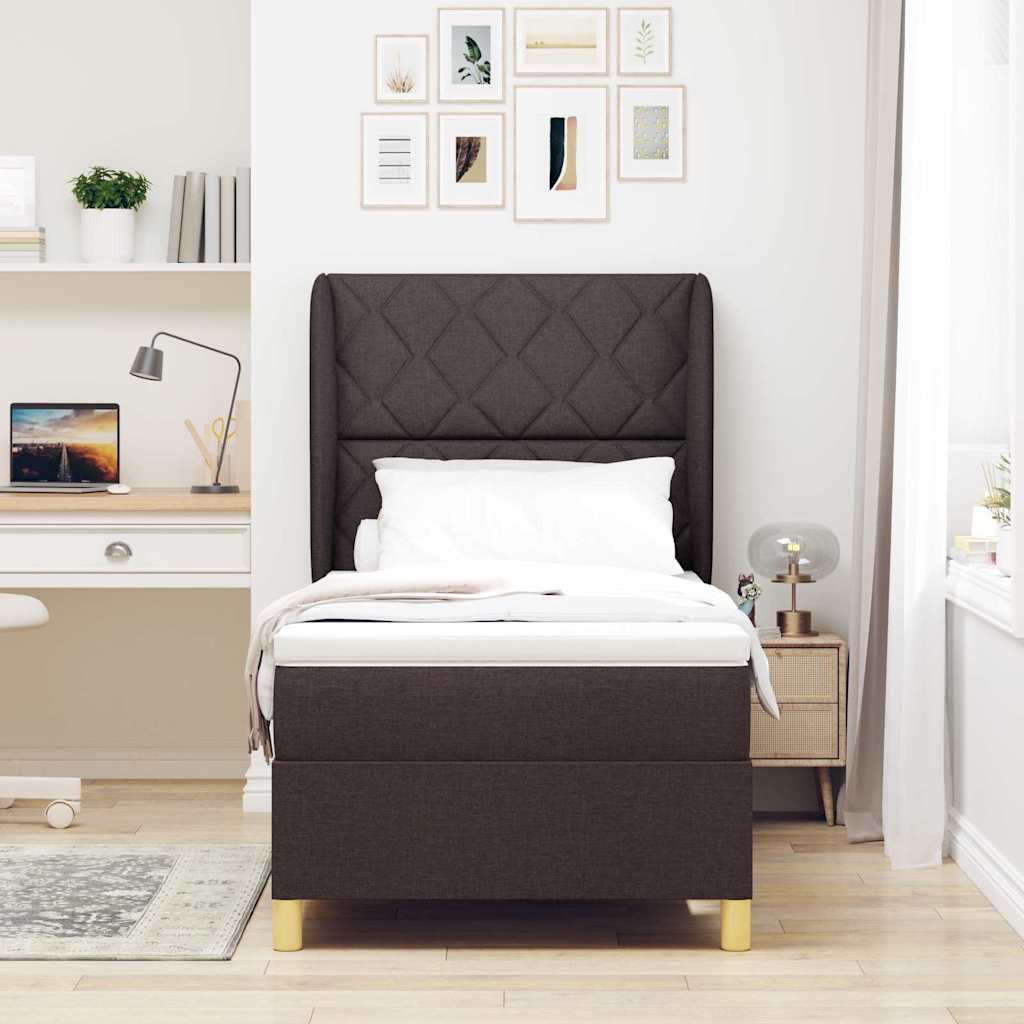 Box spring seng med hovedgærde Mørk Brun 190 x 90 cm Stof