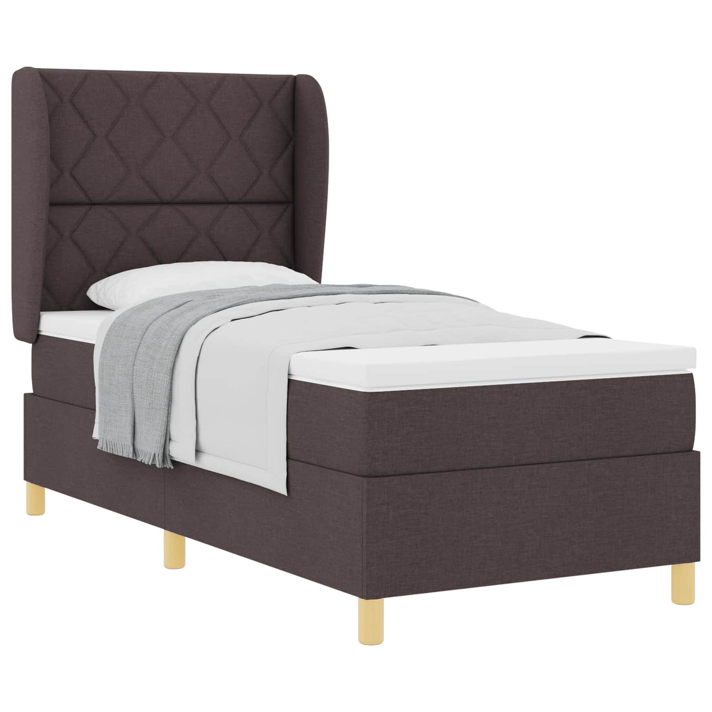 Box spring seng med hovedgærde Mørk Brun 190 x 90 cm Stof