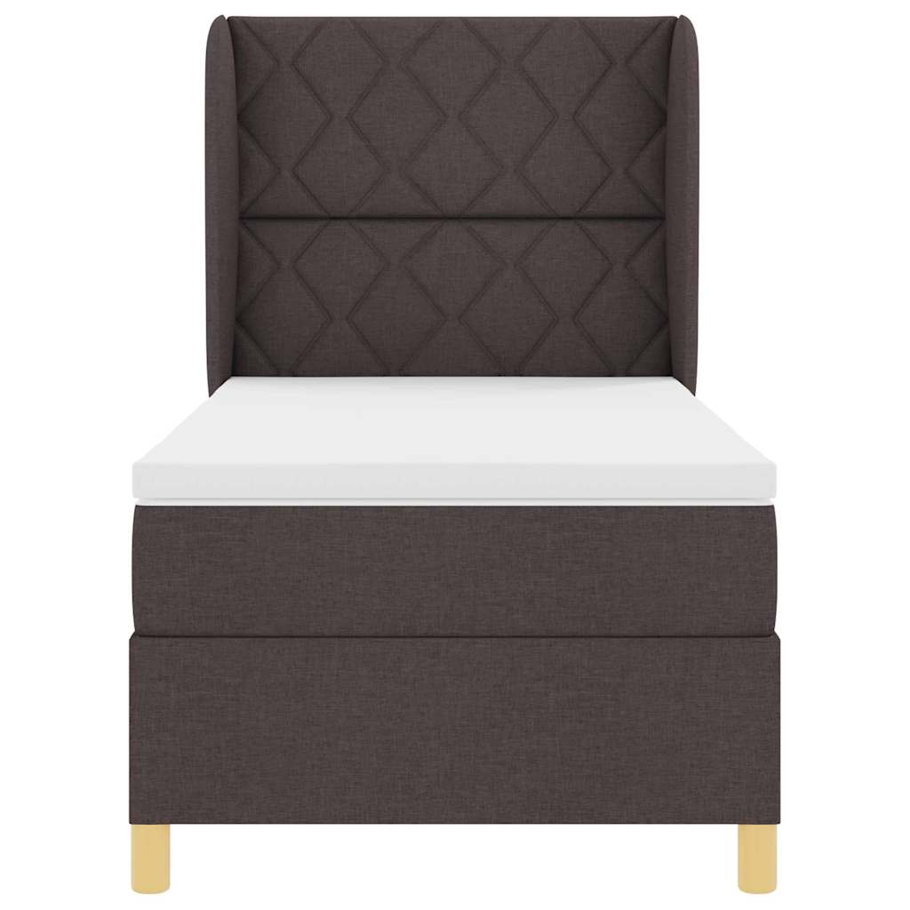 Box spring seng med hovedgærde Mørk Brun 190 x 90 cm Stof