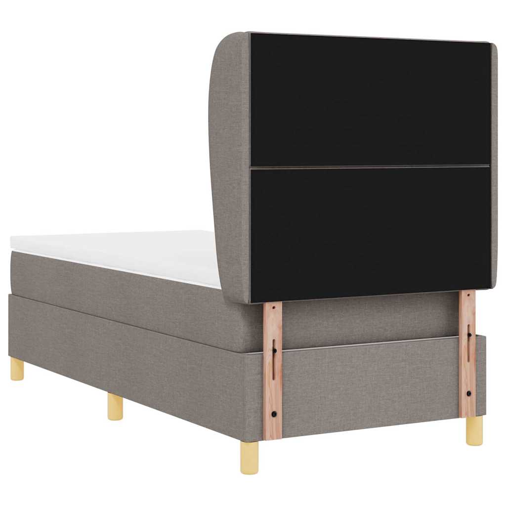 Box spring seng med hovedgærde Gråbrun 190 x 90 cm Stof
