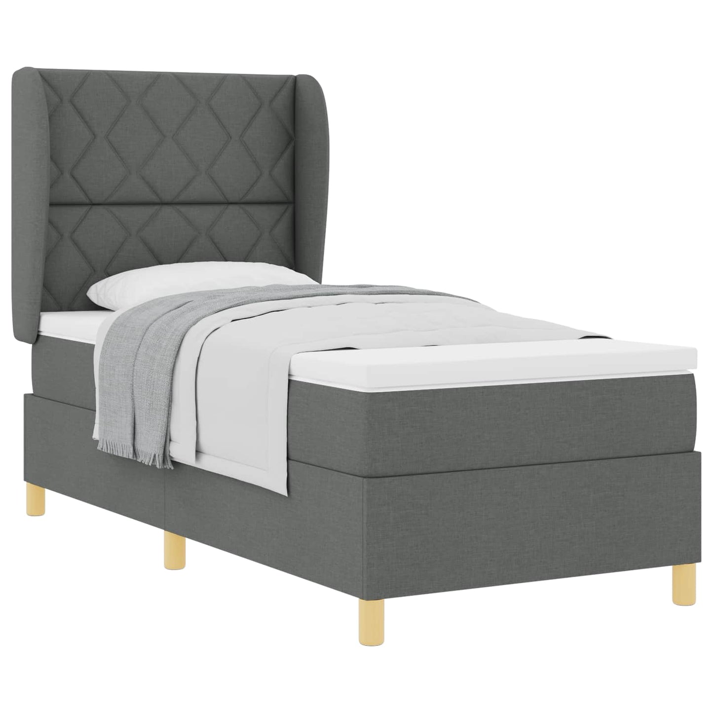 Box spring seng med hovedgærde Mørkegrå 200 x 90 cm Stof