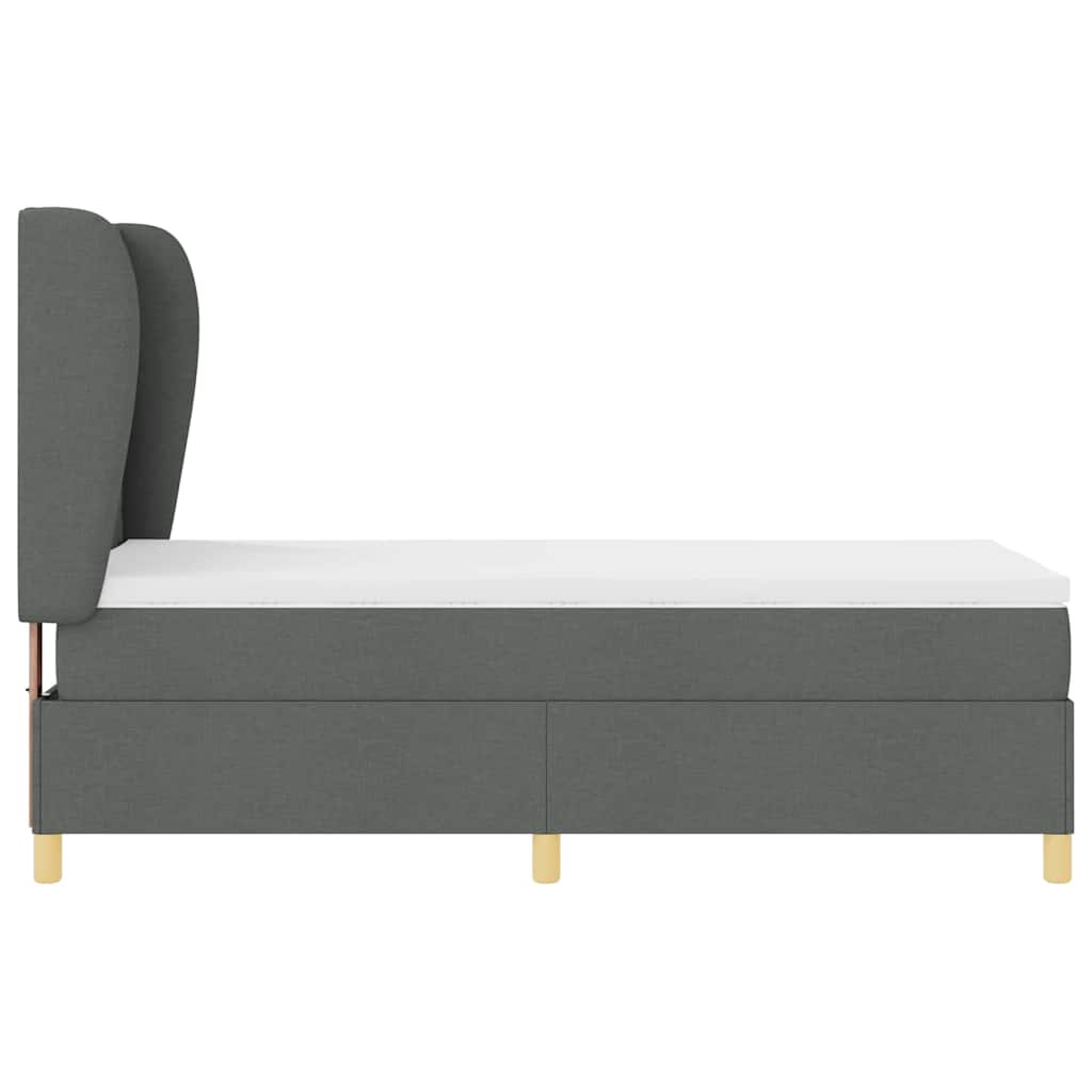 Box spring seng med hovedgærde Mørkegrå 200 x 90 cm Stof
