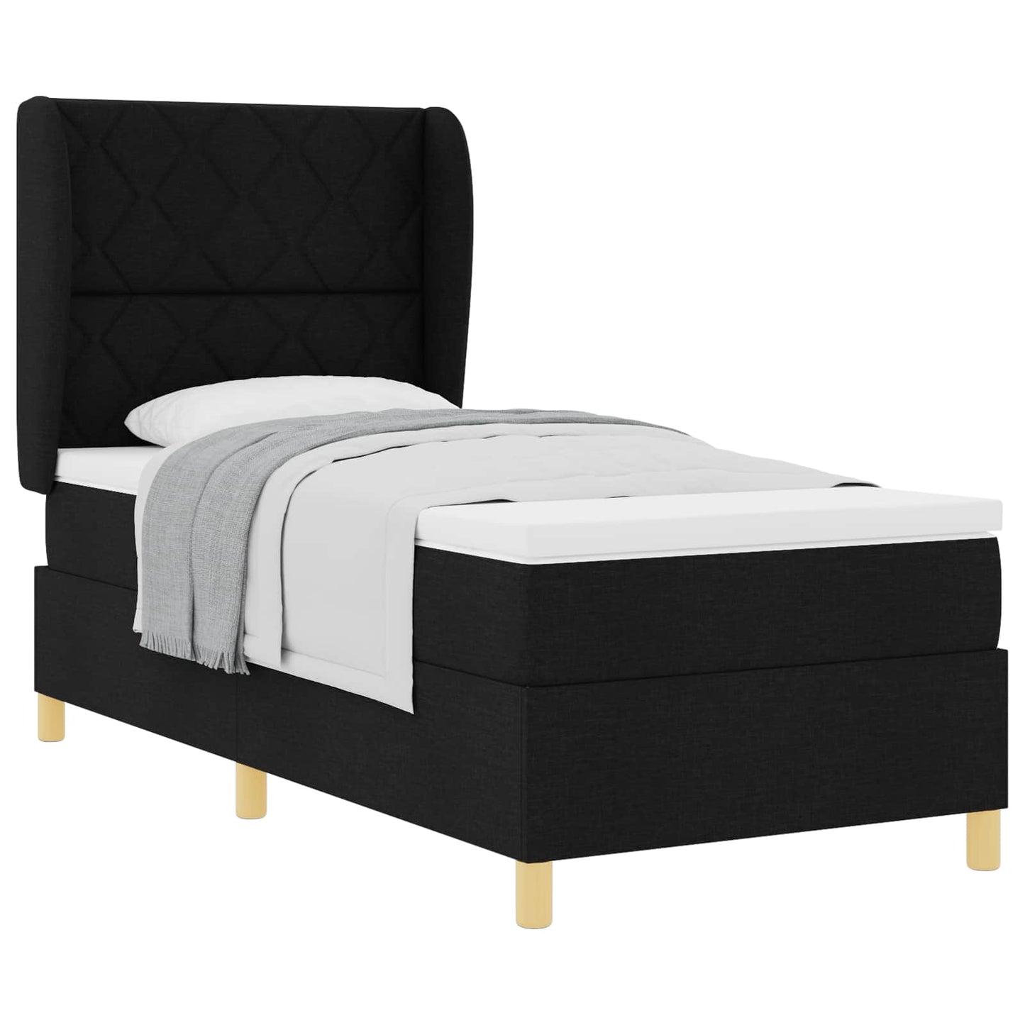 Box spring seng med hovedgærde Sort 200 x 90 cm Stof