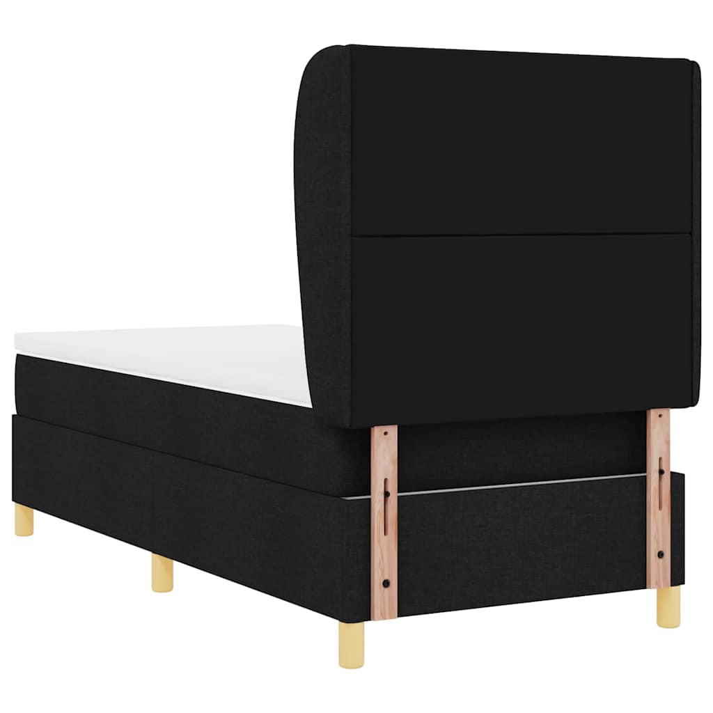 Box spring seng med hovedgærde Sort 200 x 90 cm Stof