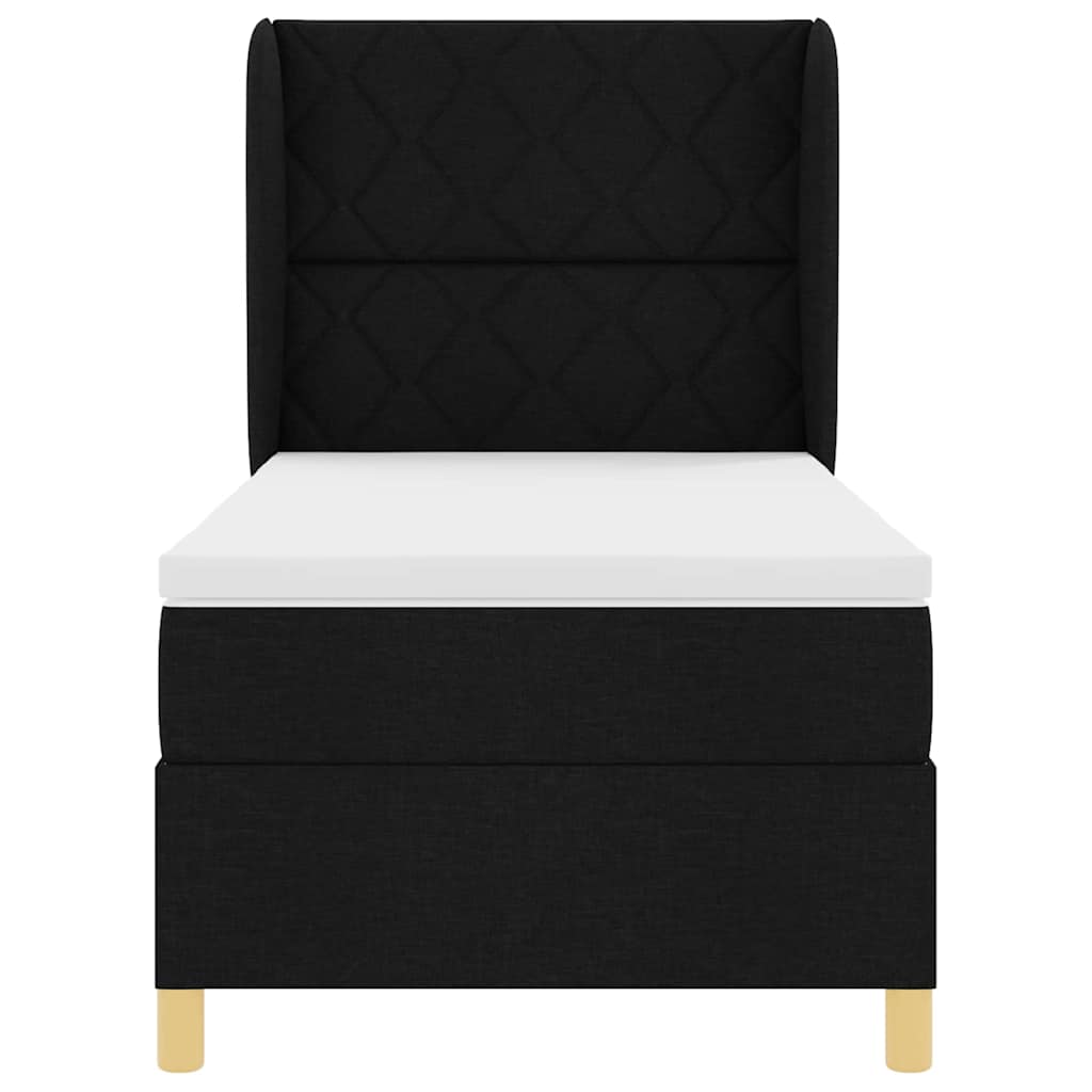 Box spring seng med hovedgærde Sort 200 x 90 cm Stof