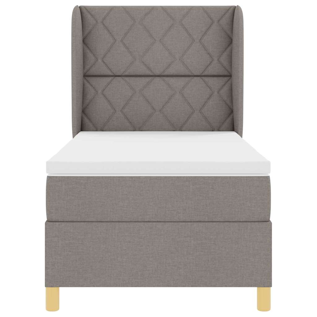 Box spring seng med hovedgærde Gråbrun 200 x 90 cm Stof