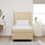 Box spring seng med hovedgærde Creme 200 x 90 cm Stof