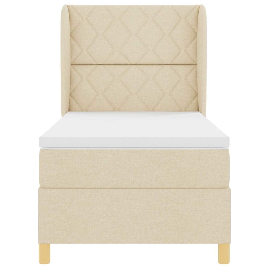 Box spring seng med hovedgærde Creme 200 x 90 cm Stof