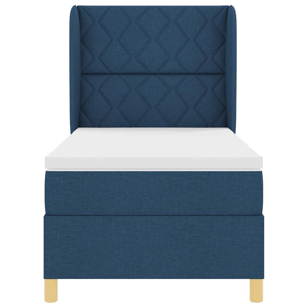 Box spring seng med hovedgærde Blå 200 x 90 cm Stof