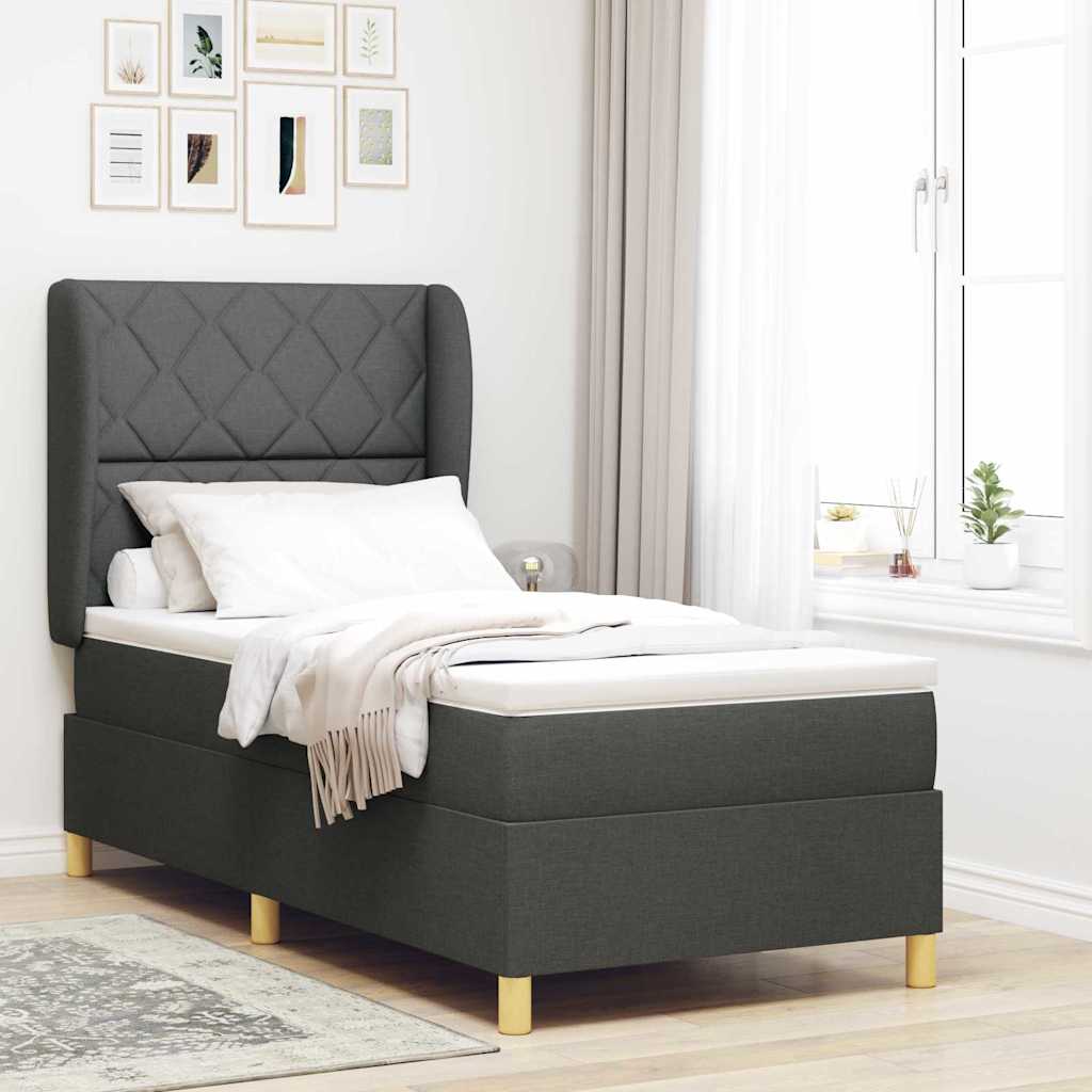 Box spring seng med hovedgærde Mørkegrå 200 x 100 cm Stof