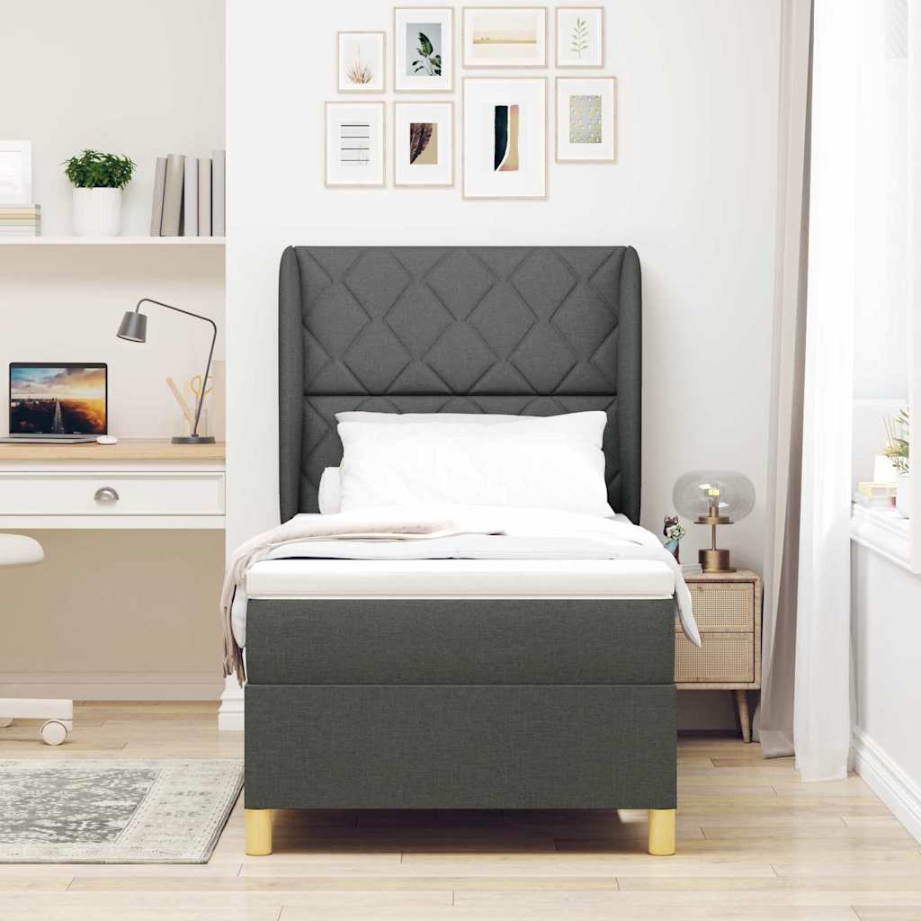 Box spring seng med hovedgærde Mørkegrå 200 x 100 cm Stof