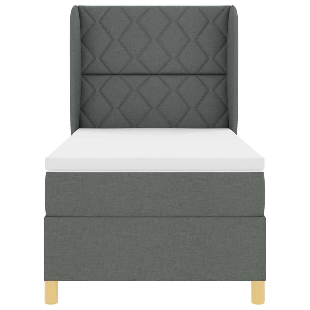 Box spring seng med hovedgærde Mørkegrå 200 x 100 cm Stof