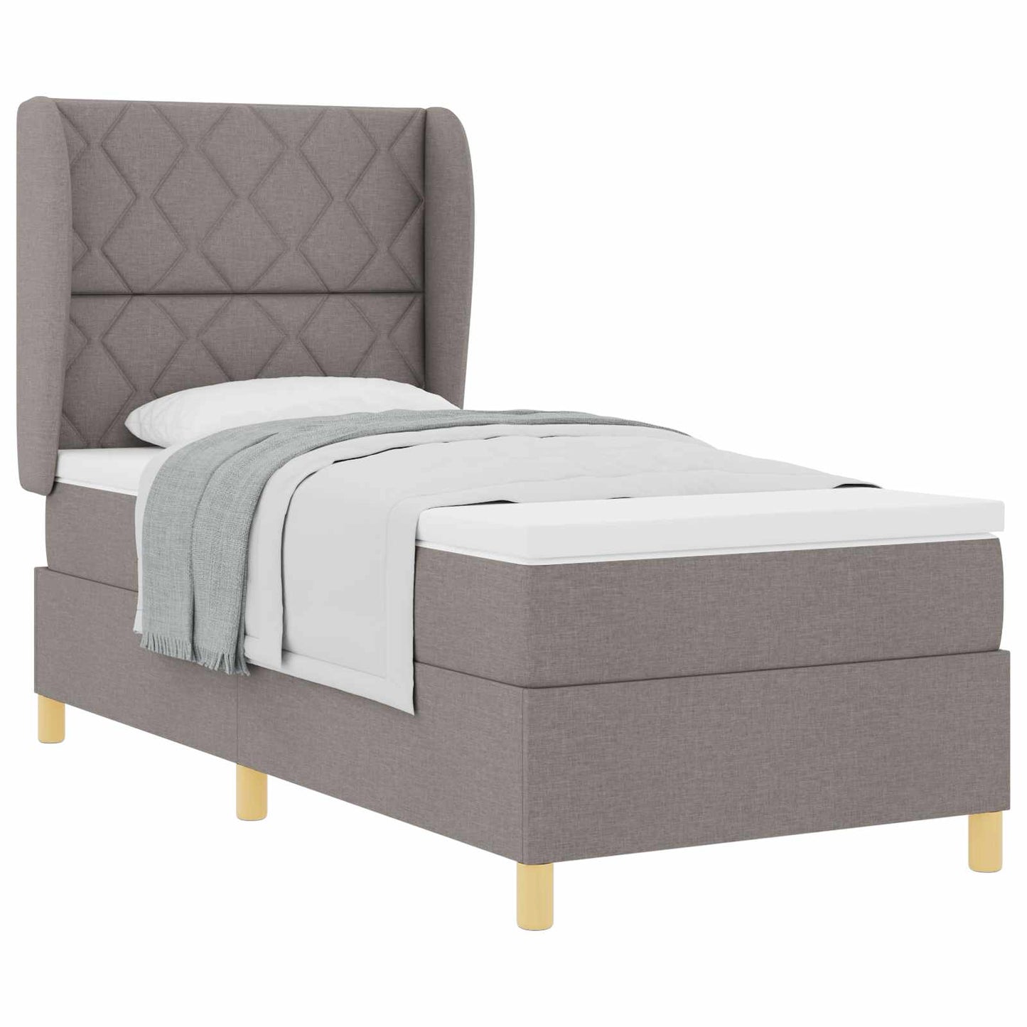 Box spring seng med hovedgærde Gråbrun 200 x 100 cm Stof
