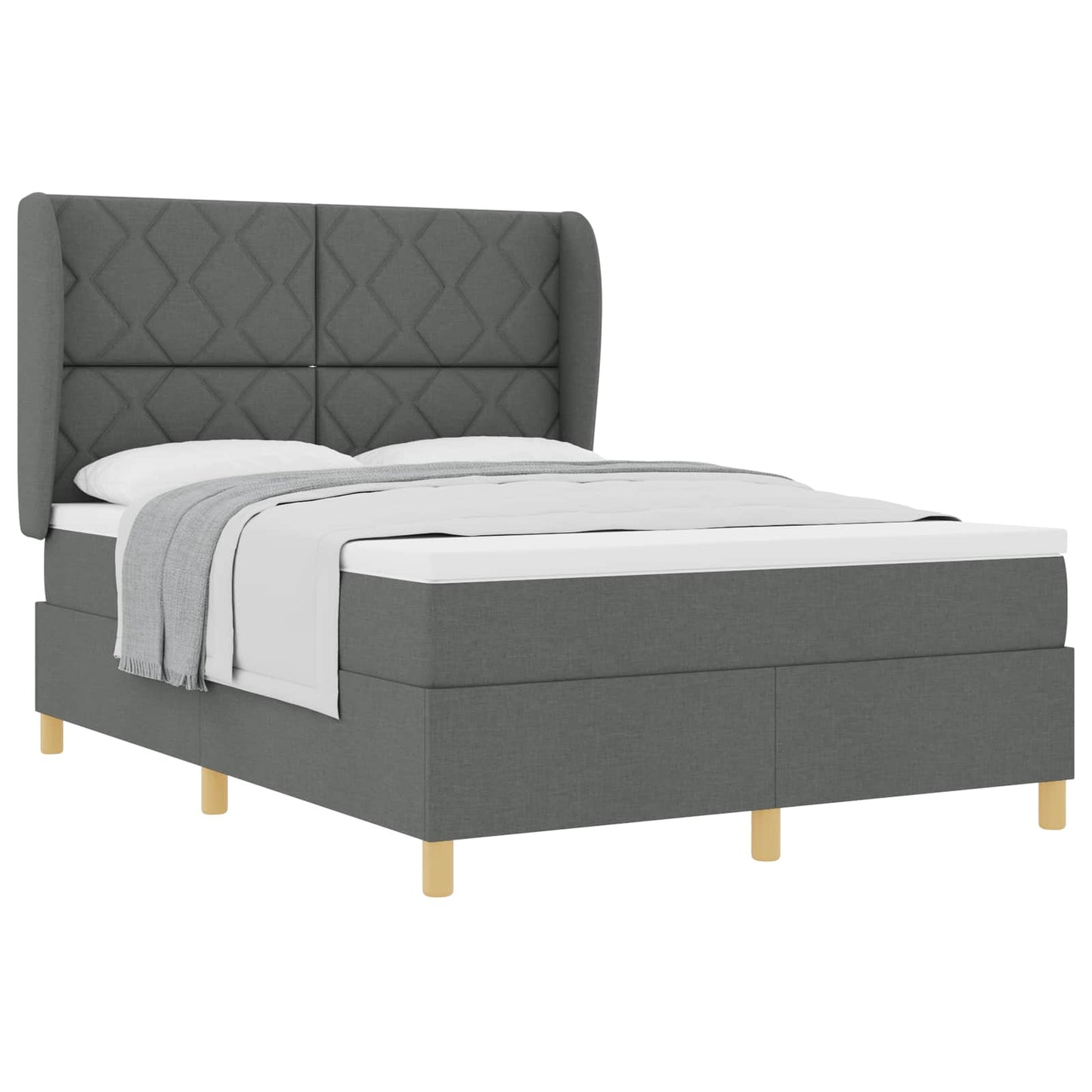 Box spring seng med hovedgærde Mørkegrå 190 x 140 cm Stof