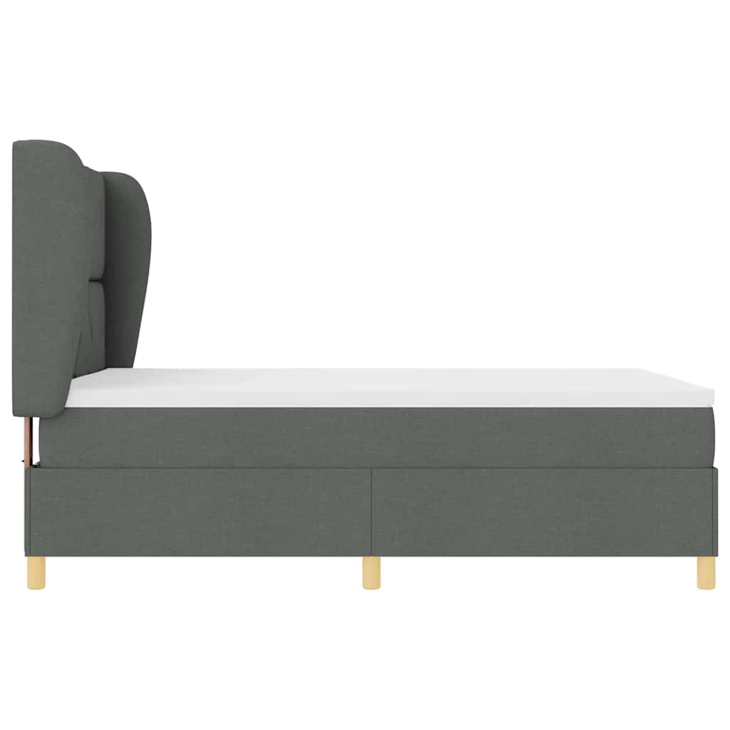 Box spring seng med hovedgærde Mørkegrå 190 x 140 cm Stof