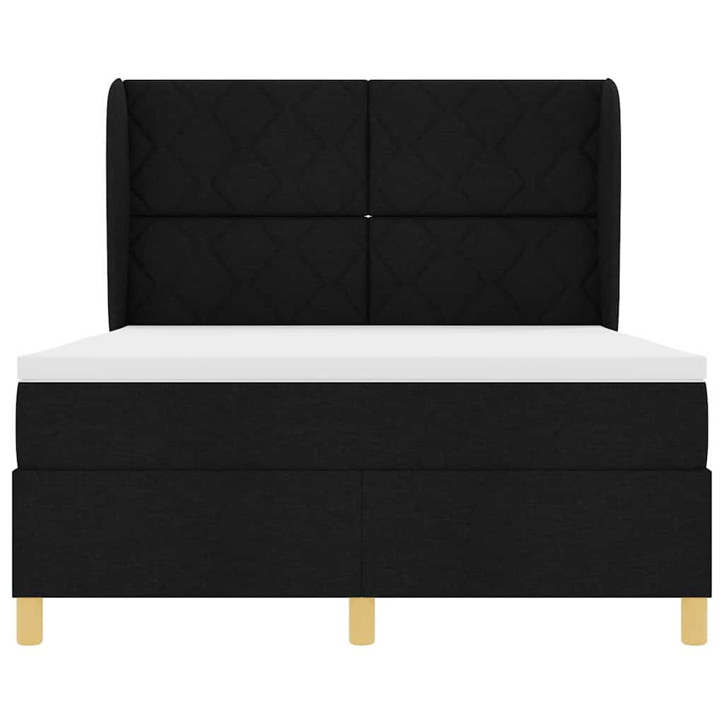 Box spring seng med hovedgærde Sort 190 x 140 cm Stof