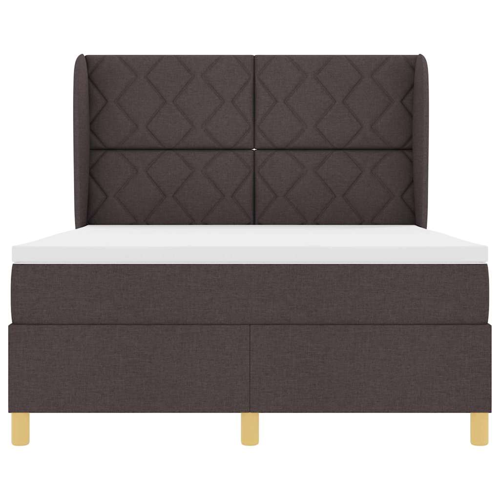 Box spring seng med hovedgærde Mørk Brun 190 x 140 cm Stof