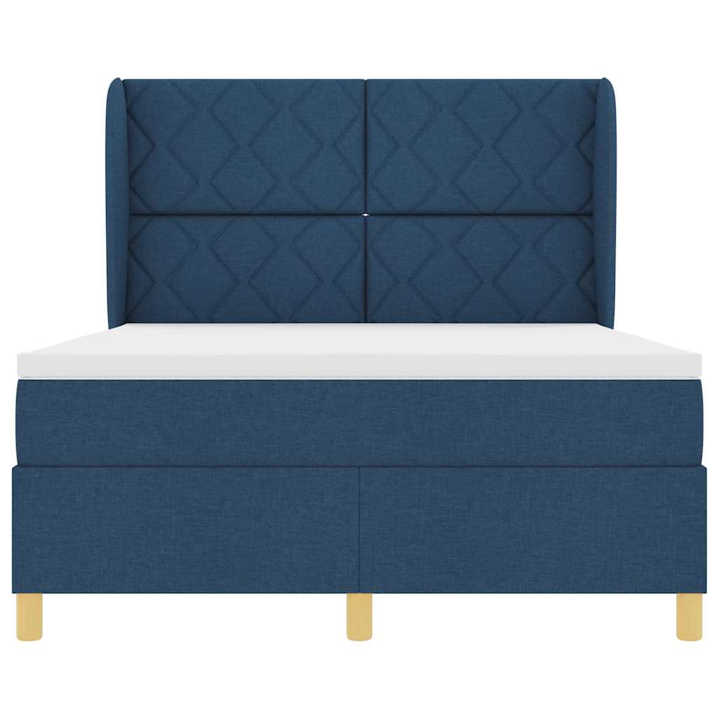 Box spring seng med hovedgærde Blå 190 x 140 cm Stof