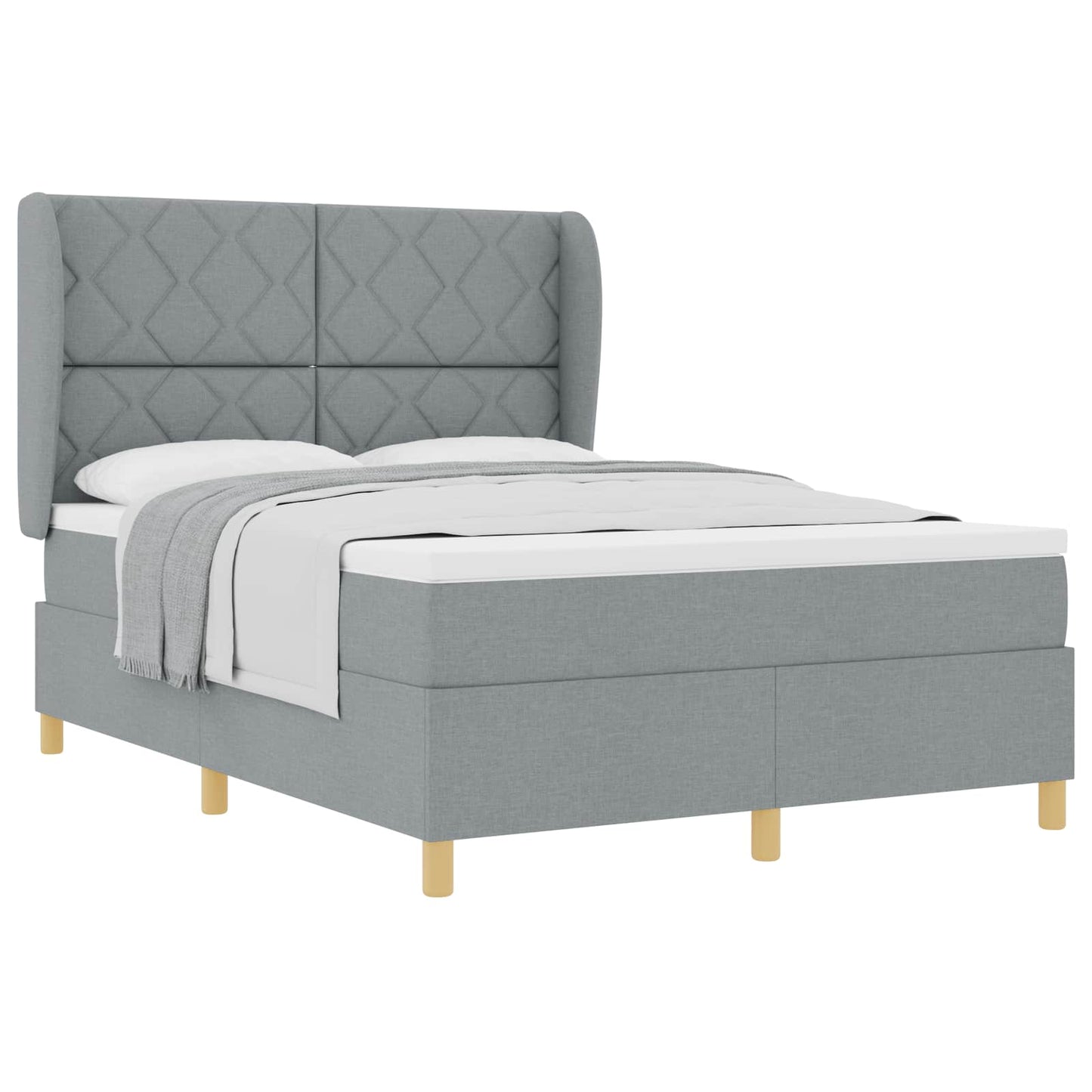 Box spring seng med hovedgærde Lysegrå 200 x 140 cm Stof