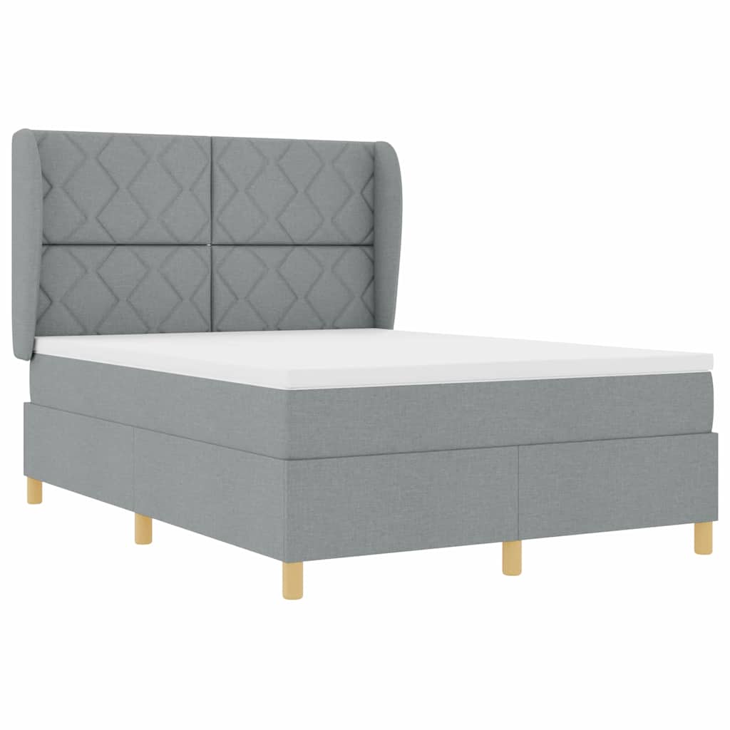 Box spring seng med hovedgærde Lysegrå 200 x 140 cm Stof