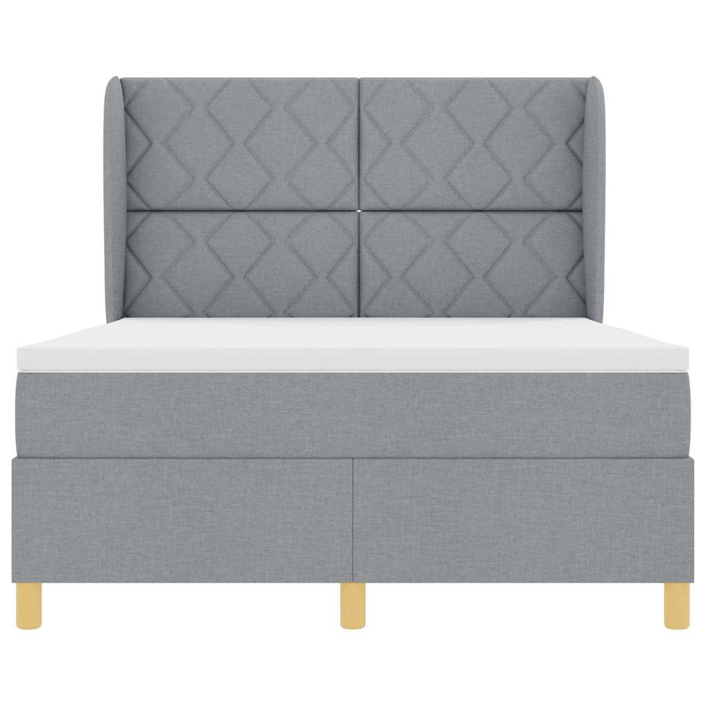 Box spring seng med hovedgærde Lysegrå 200 x 140 cm Stof